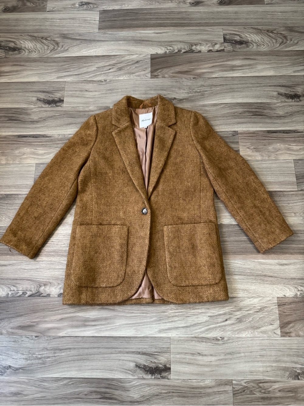 Madewell Boucle Larsen Blazer in Toffee Melange Size Medium